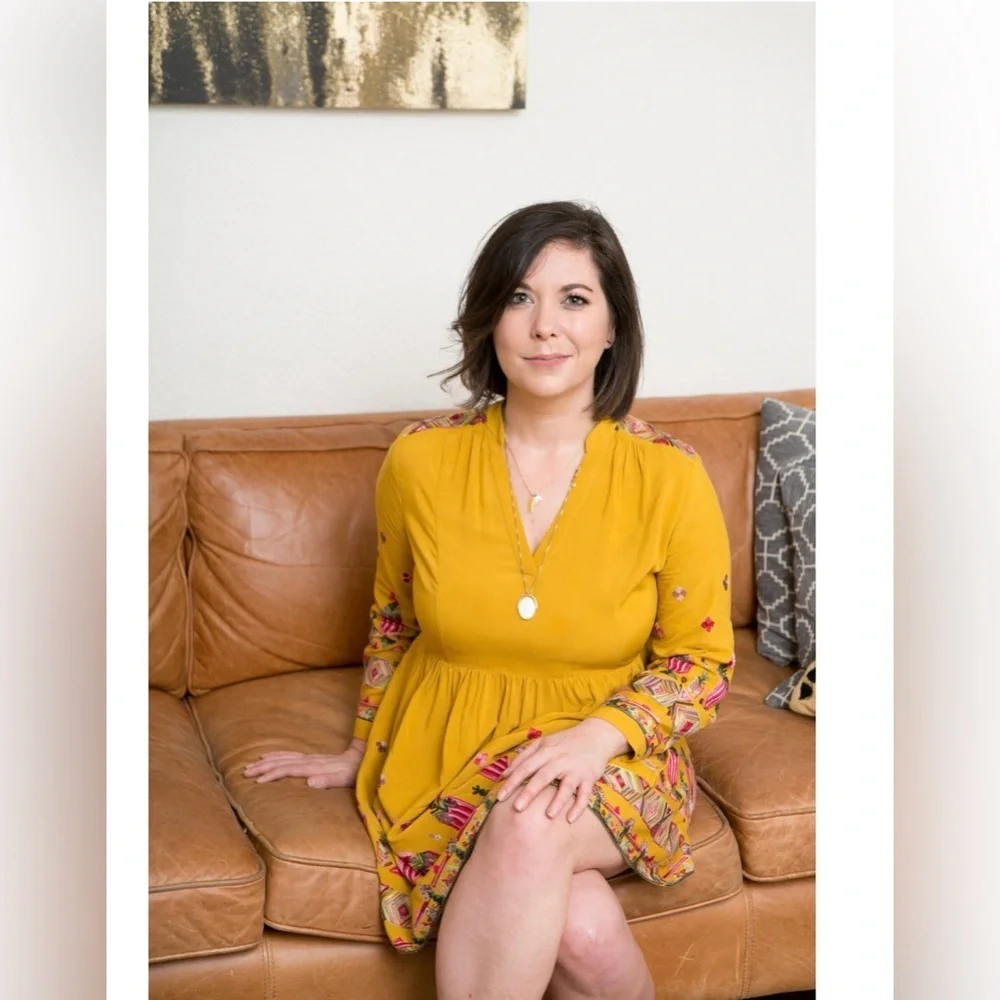 ANTHROPOLOGIE | FLOREAT RAELLA YELLOW EMBROIDERED DRESS LARGE - Picture 3 of 11